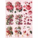 3D Precut Sheet - Flowers Roses & Fuchsia
