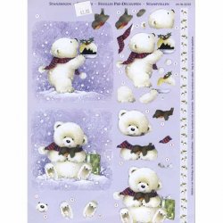 3D Precut Sheet - White Bear - Christmas