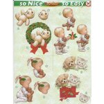 3D Precut Sheet -Wreath Candle Teddy Kitty&Puppy - Nice & Easy