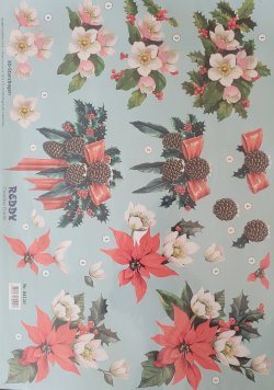 3D Precut Sheet - Christmas Florals