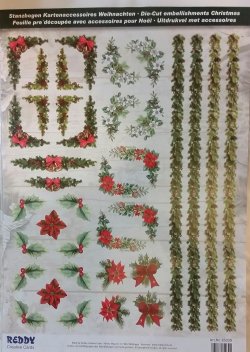 Die-Cut Embellishments - Pine Branches, Holly & Poinsettas
