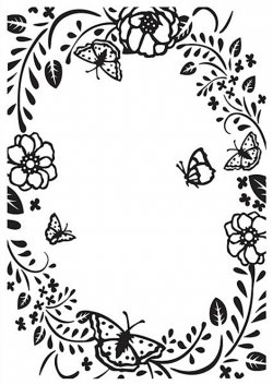Frame Embossing Folder - Flower/Butterfly Rectangle Frame