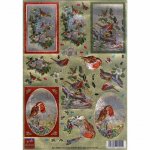 3D Metallic Precut Sheet - Winter Robin